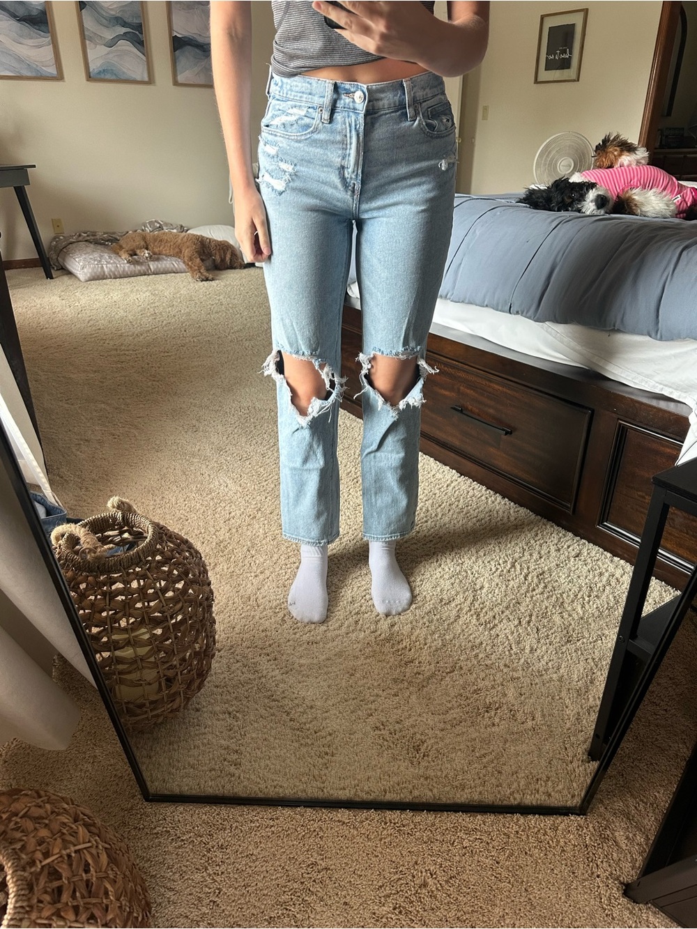 American Eagle Light Blue Distressed High-Rise Women's Jeans